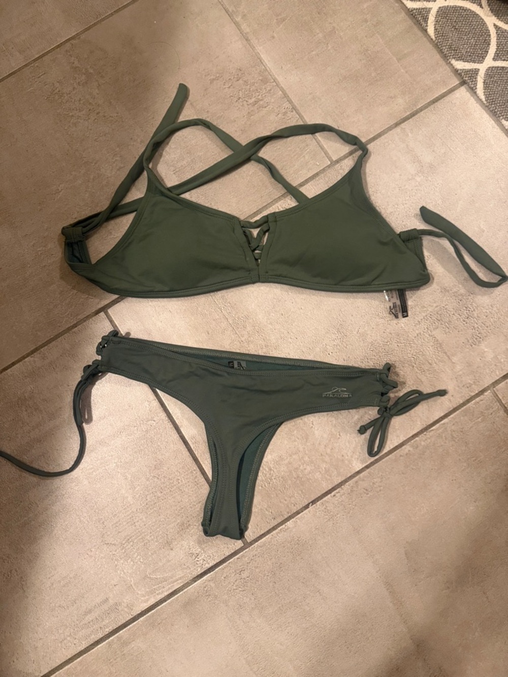 Pakaloha Peahi Olive Green Women's Strappy Bikini Set